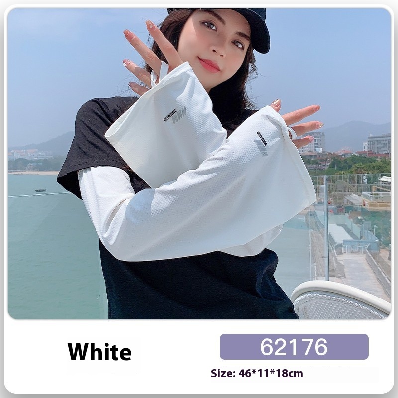 Women's UV Sun Protection Ice Sun Protection Oversleeve White 1 Pair - Shop at LoveMi