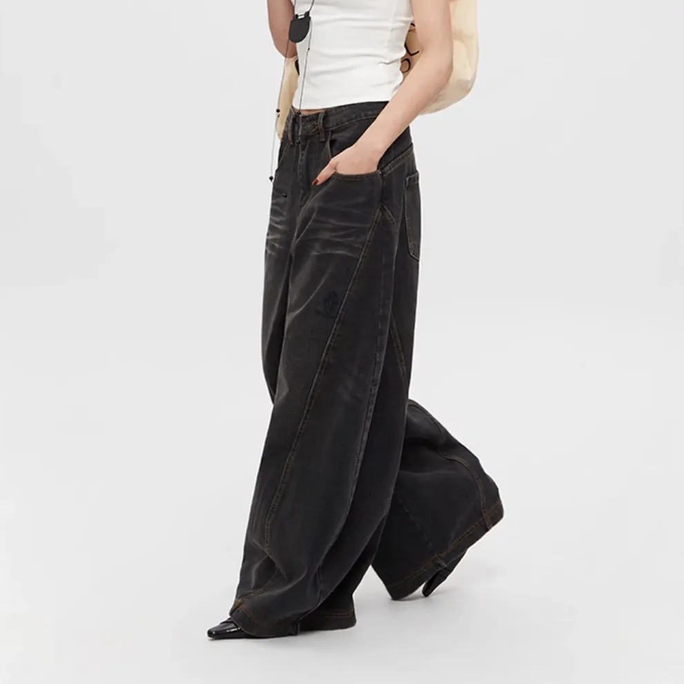 Retro Jeans Loose Straight Drooping Wide Leg Pants