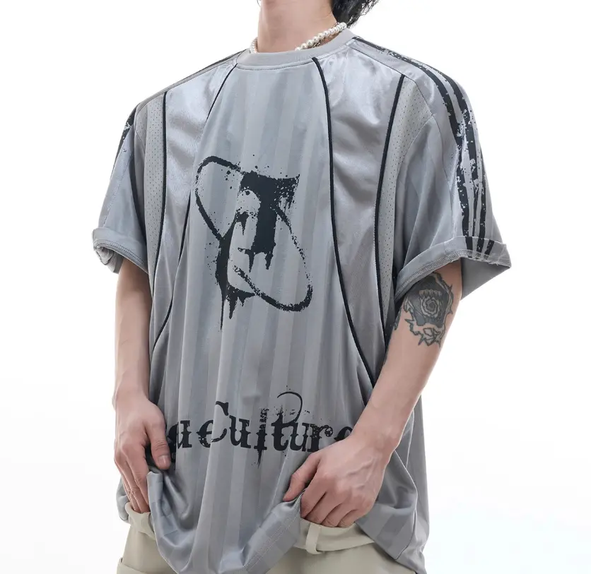 Niche Retro Three-dimensional Cut Stitching Jersey Short Sleeve