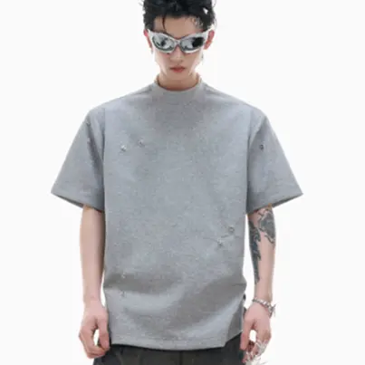 Niche Deconstruction Pleated Design Sense Shoulder Short Sleeve