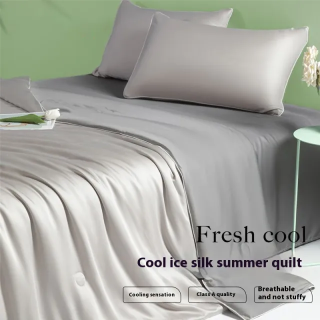Cool Ice Silk Summer Blanket Four piece Set Classic Gray - Shop at LoveMi