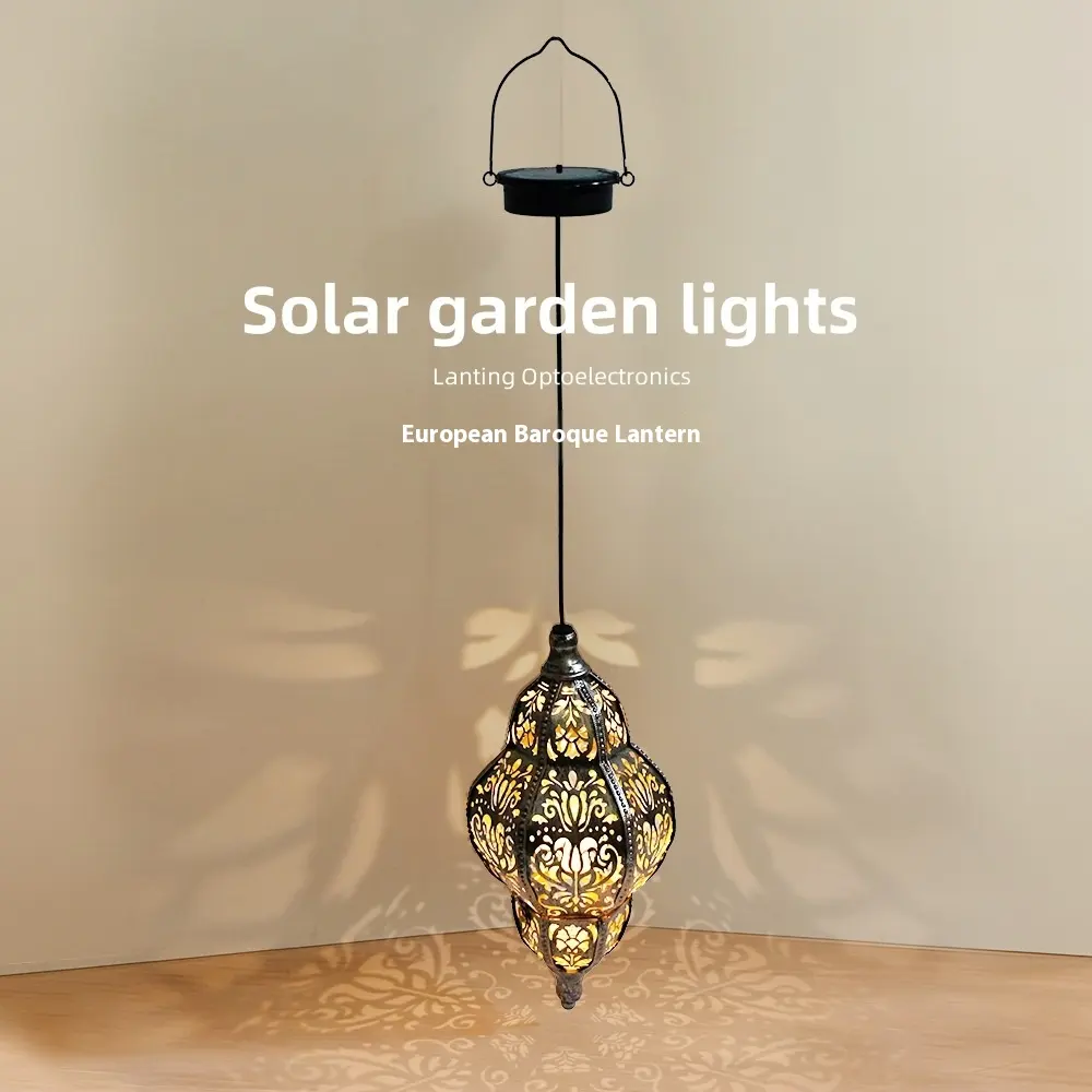 Solar Iron Hollow Lantern Courtyard Decoration Atmosphere