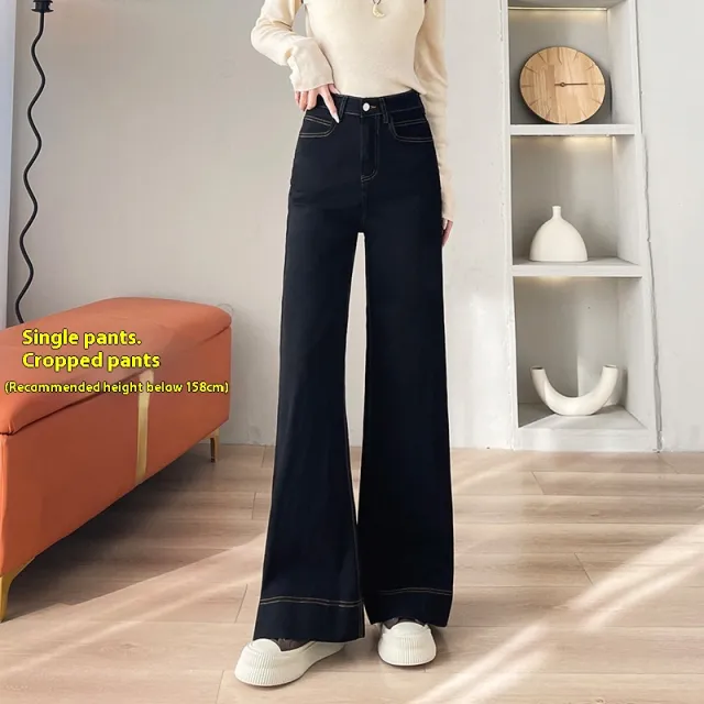 New High Waist Wide Leg Jeans Women Loose Casual 22922 Black - Shop at LoveMi