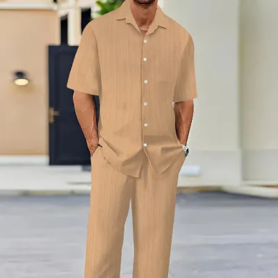 Men's Solid Color Short Sleeve Fashion Suit