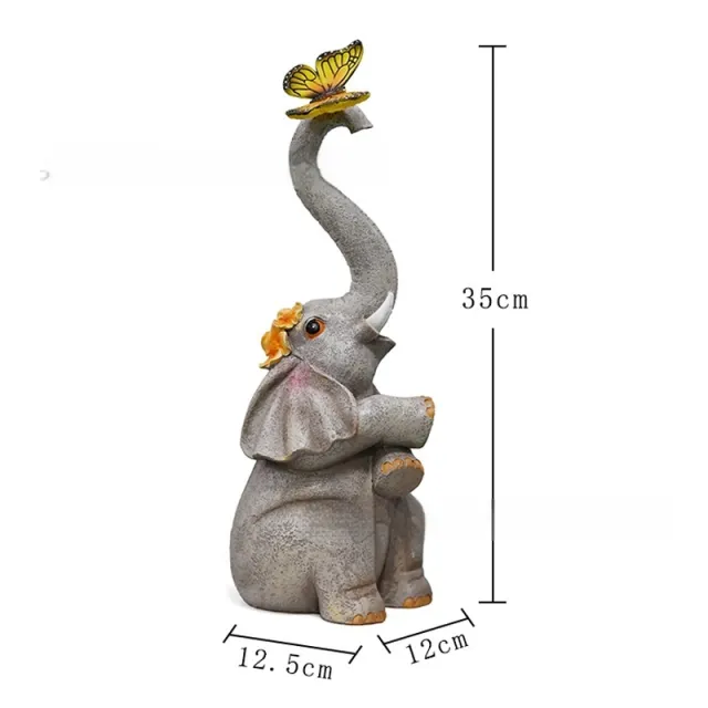 Garden Statue Elephant Decoration Creative Resin Crafts Yellow Elephant Top Butterfly - Shop at LoveMi