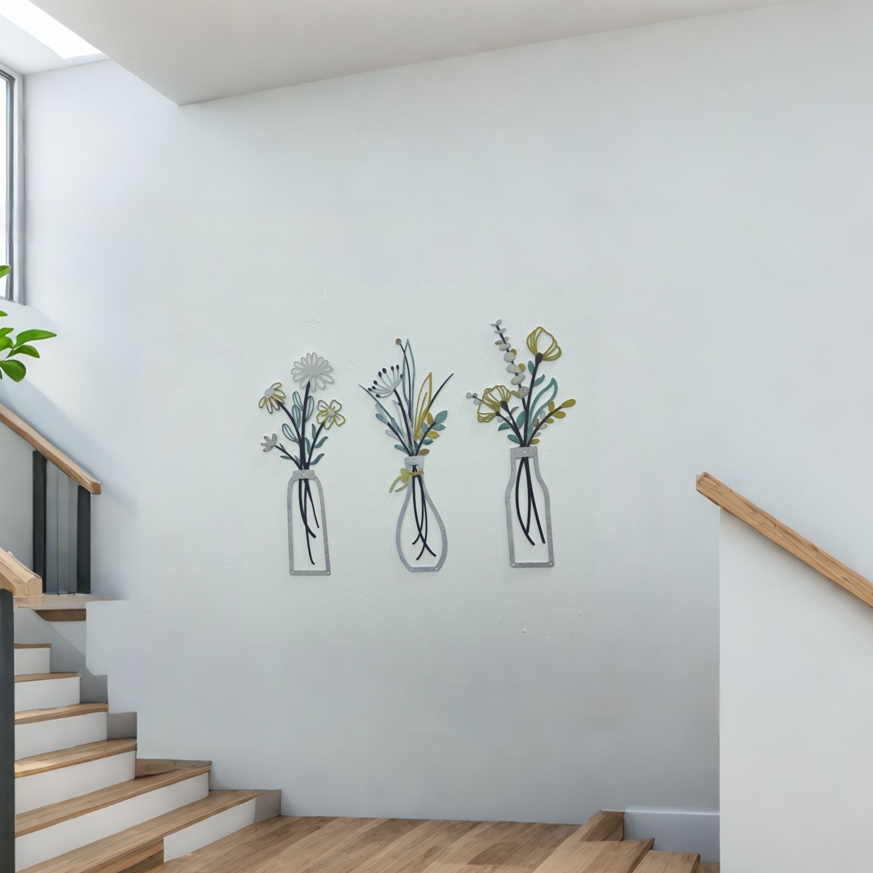 Metal Flower Wall Hanging Set, picture 2 of 4