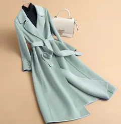Women's Fashionable High-end Woolen Coat - Light Blue - View 1