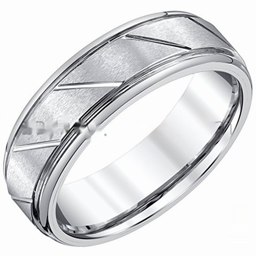 Men's Simplicity Sand Surface Slotted Tungsten Steel Single Ring