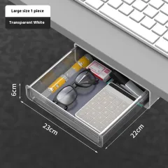 Hidden Paste Drawer Under Table Office Organizing - Transparent White Large Size - View 1