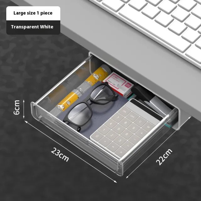 Hidden Paste Drawer Under Table Office Organizing Transparent White Large Size - Shop at LoveMi