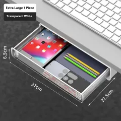 Hidden Paste Drawer Under Table Office Organizing - Transparent White Extra Large - View 1