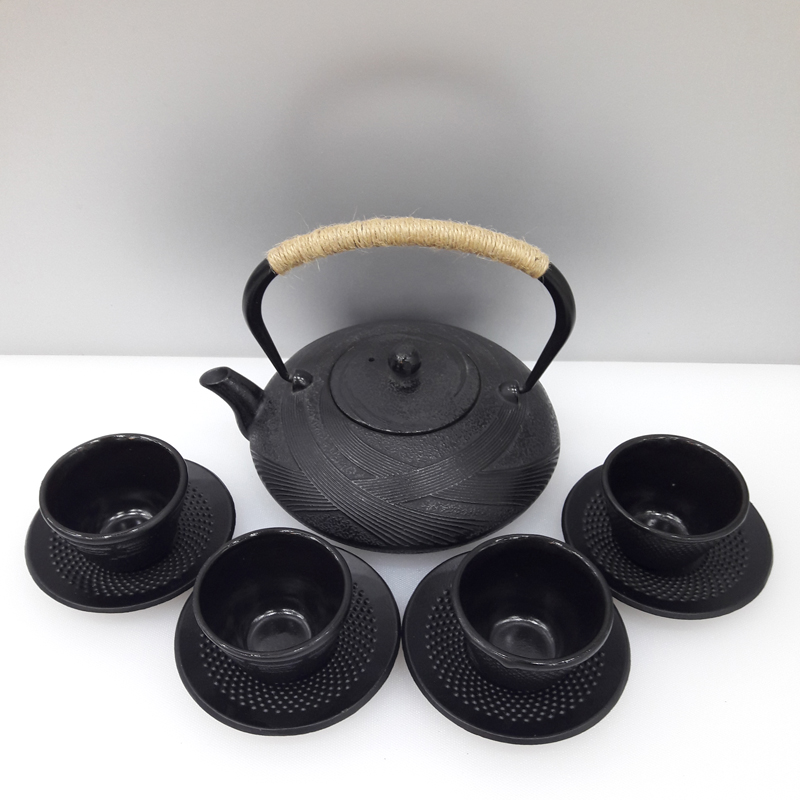 Kettle Handmade Pot Iron Teapot Stripe Flat Kettle 09L