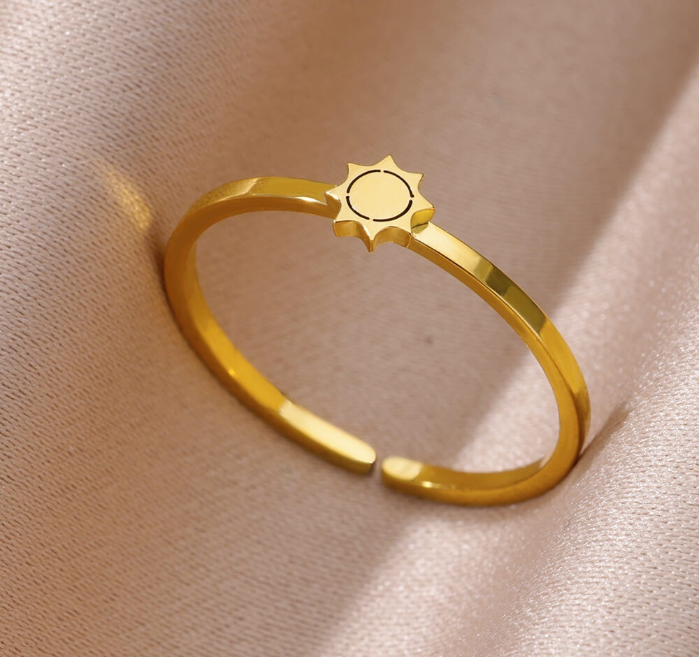 Sun Moon Star Stainless Steel Open Ring
