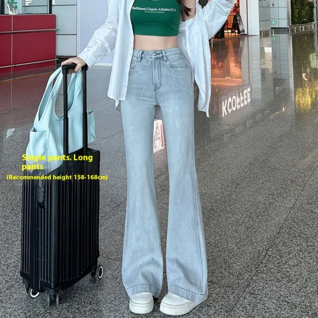 Micro High Waist Slim Slimming Light Color Stretch Long Jeans High Grade Gray - Shop at LoveMi