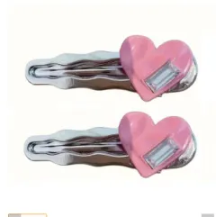 White Love Crystal Duckbill Clip Female Temperament - 2Pcs Pink Love Heart - View 1