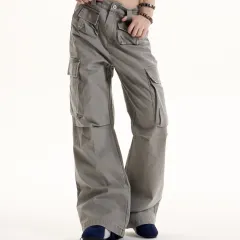 Retro Multi-pocket Cargo Pants - Grey - View 1