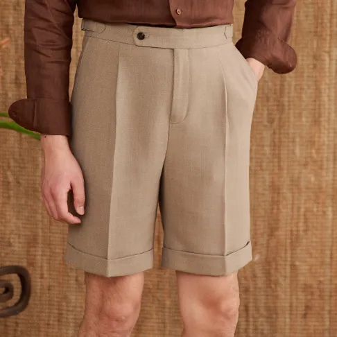 Linen Blended High Waist Shorts