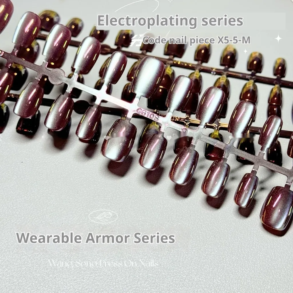 Electroplated Cat Eye Internet Celebrity Aurora Armor Wear Nail Tip Handmade - Dm0008 Whole Xs S M