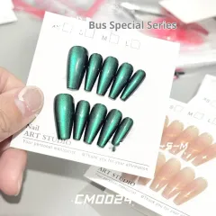 Solid Color Cat Eye 24 Blue Green Chameleon Sweet Cool Simple Wear Nail Tip - Cm0024 M - View 1