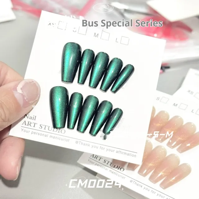 Solid Color Cat Eye 24 Blue Green Chameleon Sweet Cool Simple Wear Nail Tip Cm0024 M - Shop at LoveMi