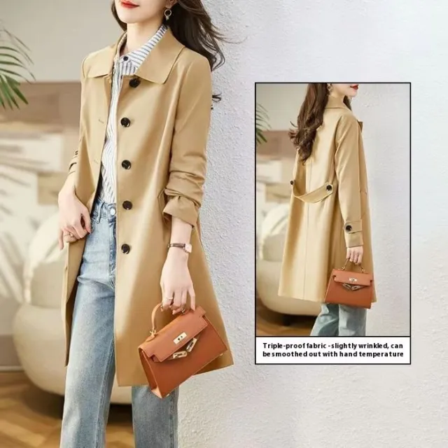 Anti Aging Elegant Casual Slim fitting Workwear Coat Hsyp1077 Khaki - Shop at LoveMi