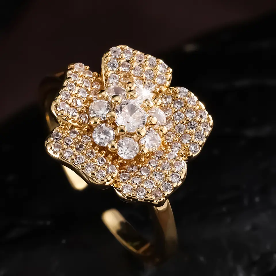Special-interest Earrings Flower Rhinestone-embedded Tide