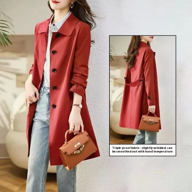 Anti Aging Elegant Casual Slim fitting Workwear Coat Red - Shop at LoveMi