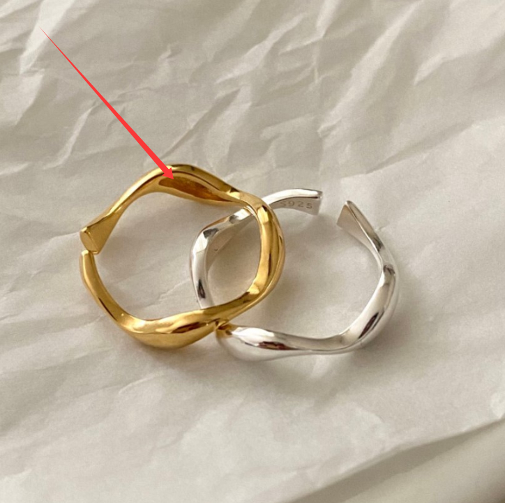 925 Sterling Silver Simple Temperament Wild Natural Curve Ring