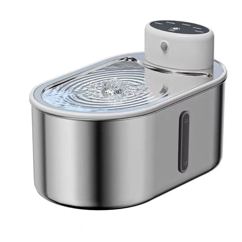 Non-plug-in Infrared Induction Pet Dog Drink Fountain - Silver