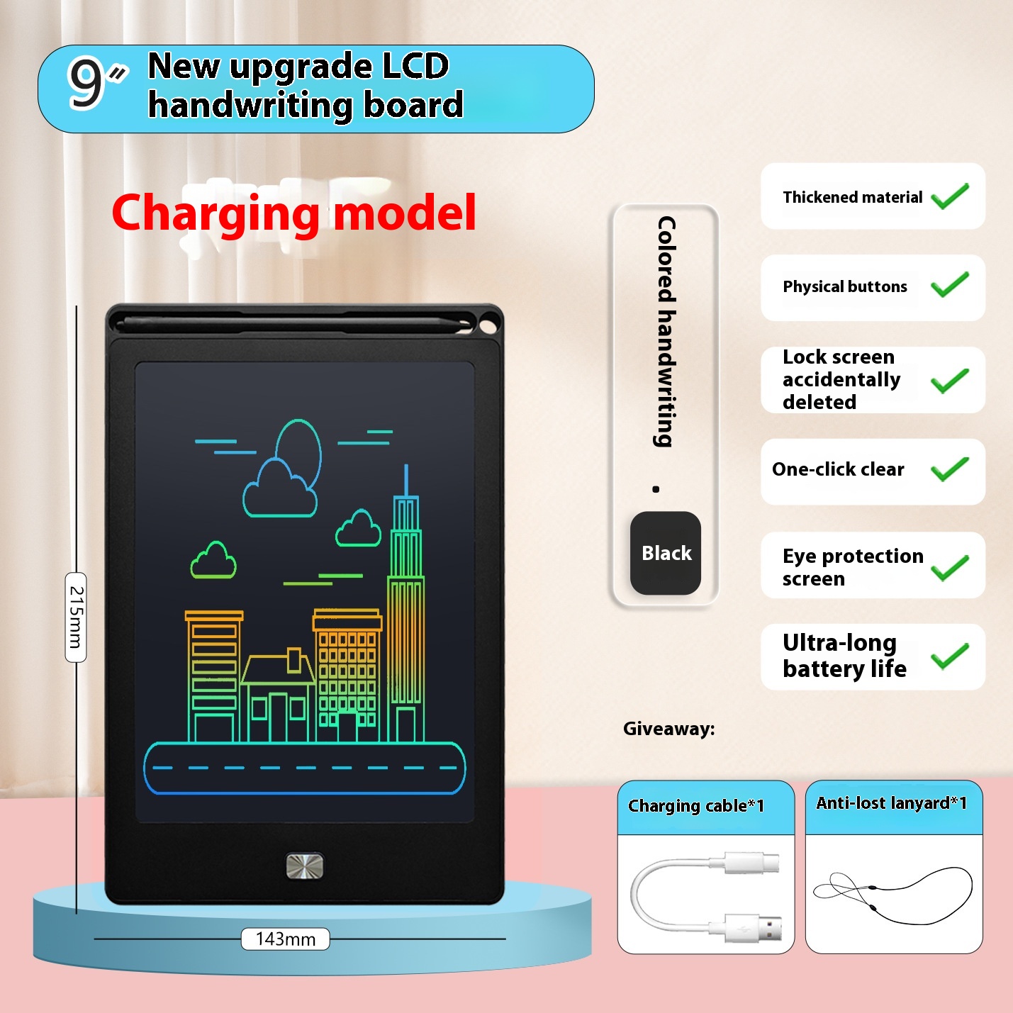 LCD Handwriting Board, LCD Drawing Board, Rechargeable Children's Electronics