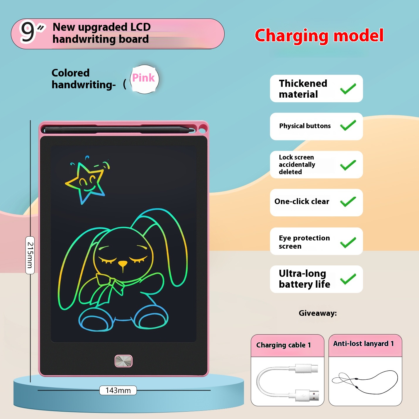 LCD Handwriting Board, LCD Drawing Board, Rechargeable Children's Electronics