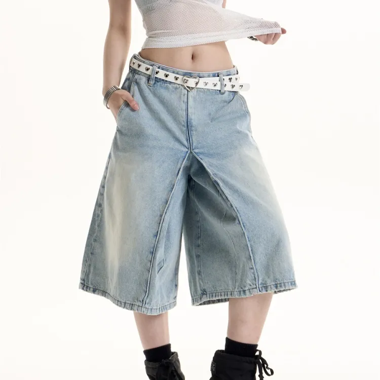 American Retro Style Washed Cropped Jeans - Cropped Pants