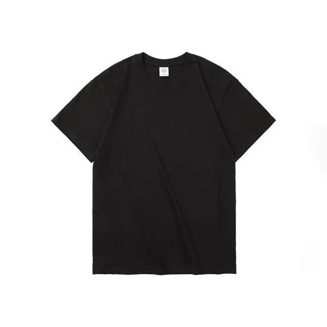 Cotton 230g Heavy Weight Solid Color Round Neck Short Sleeves Loose Casual Black - Shop at LoveMi