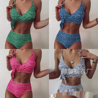 European And American New Split Bikini Raindrops Cross