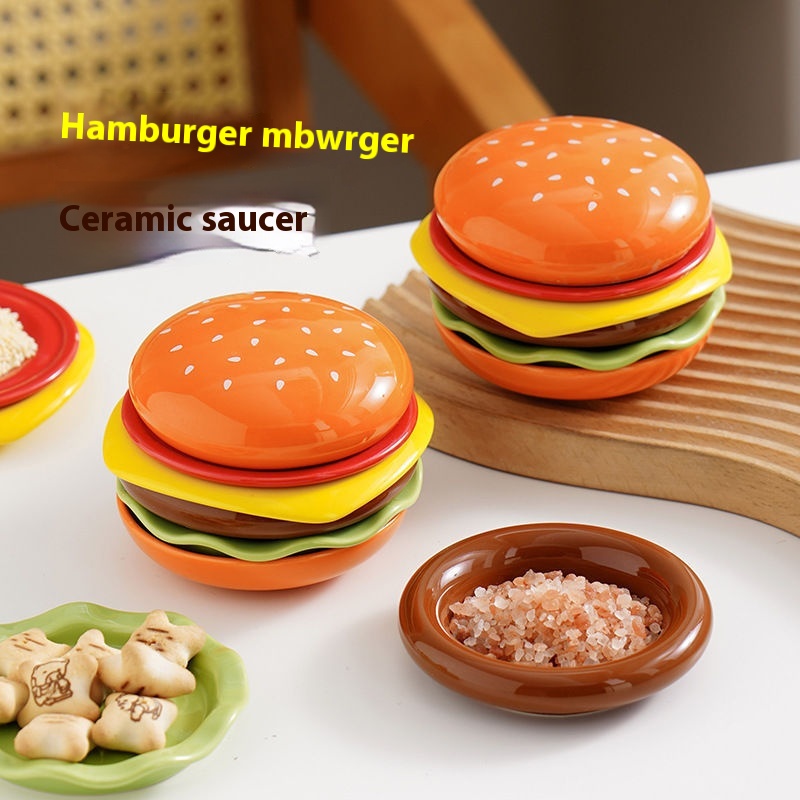 Cute Creative Hamburger Ceramic Tableware