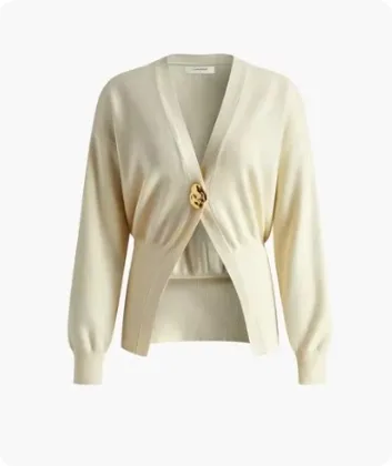 New V neck Button Cardigan Fashion Knitted Sweater Top For Women Clothing Offwhite - Shop at LoveMi