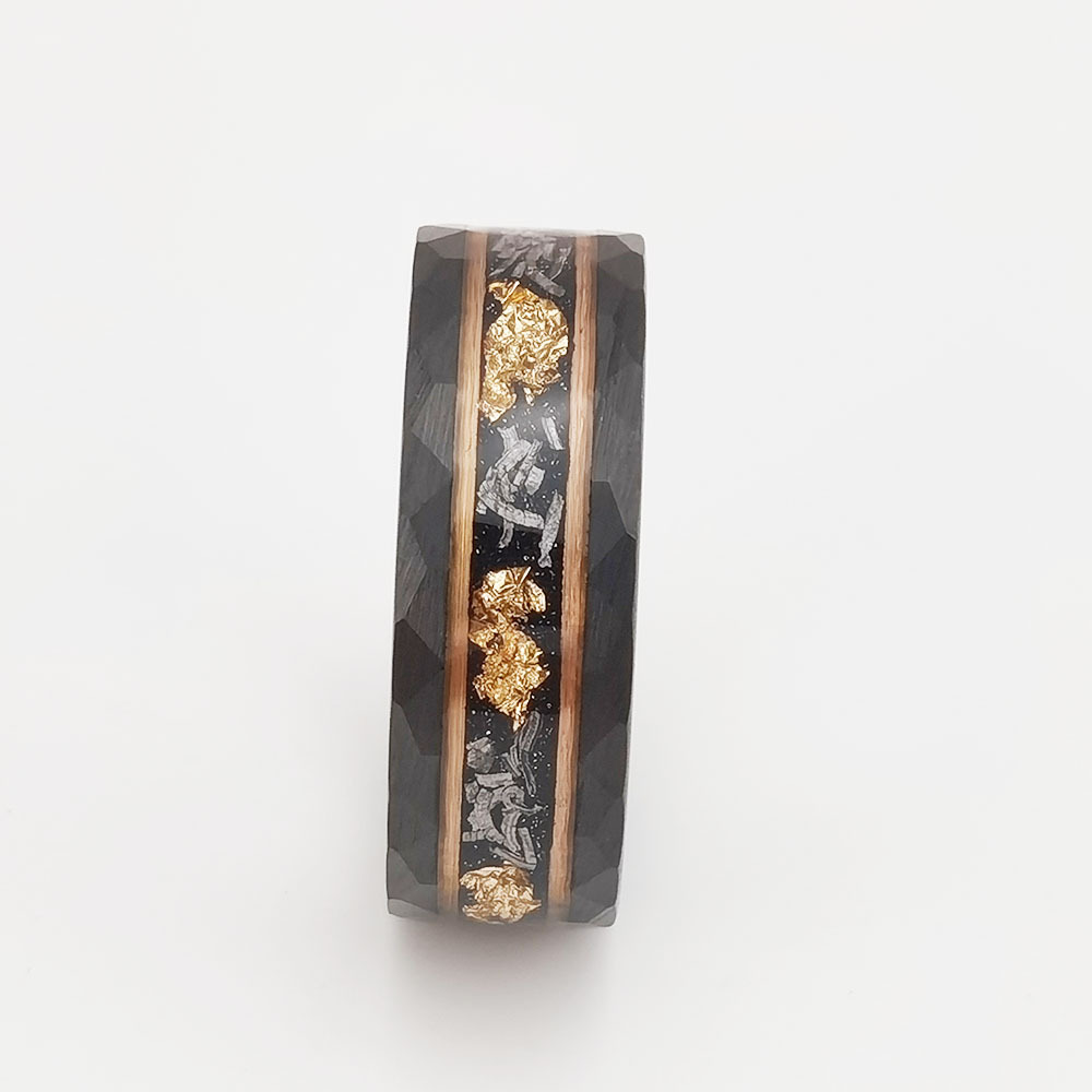 Fashion Personality Tungsten Gold Ring Flat Beat Pattern