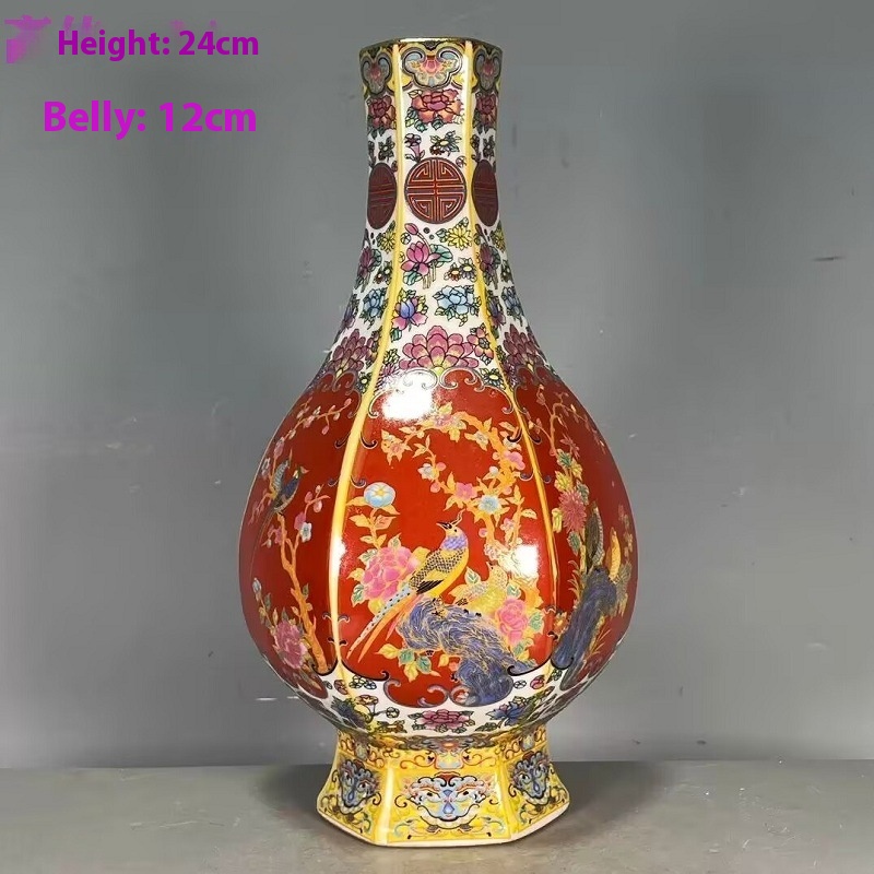 Enamel Flowers And Birds Decorating Vase Antique Antique