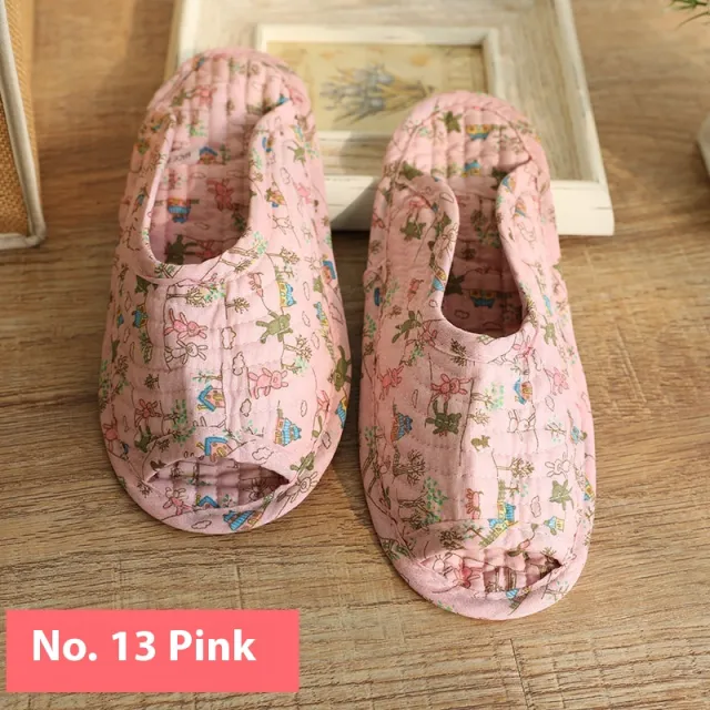 Pastoral Fabric Home Cotton Slippers Pink - Shop at LoveMi