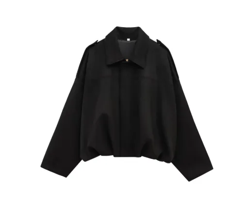 Women's European And American Style French Suede Texture Effect Coat Black Top - Shop at LoveMi