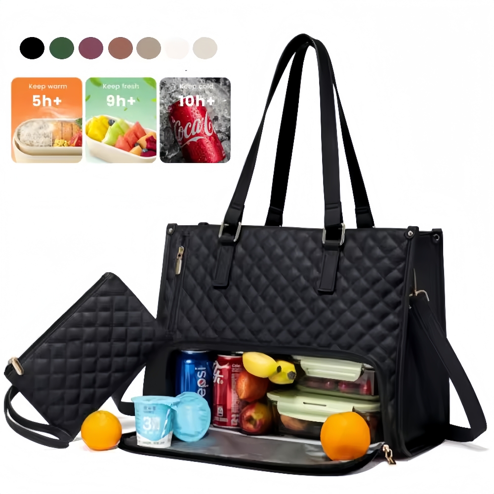 Convenient Commute New Lunch Bag Women's Insulated Lunch Box Women's Leak-proof Large Purse Diagonal Computer Storage - CJdropshipping