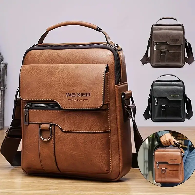 Retro PU Leather Flap Messenger Bag