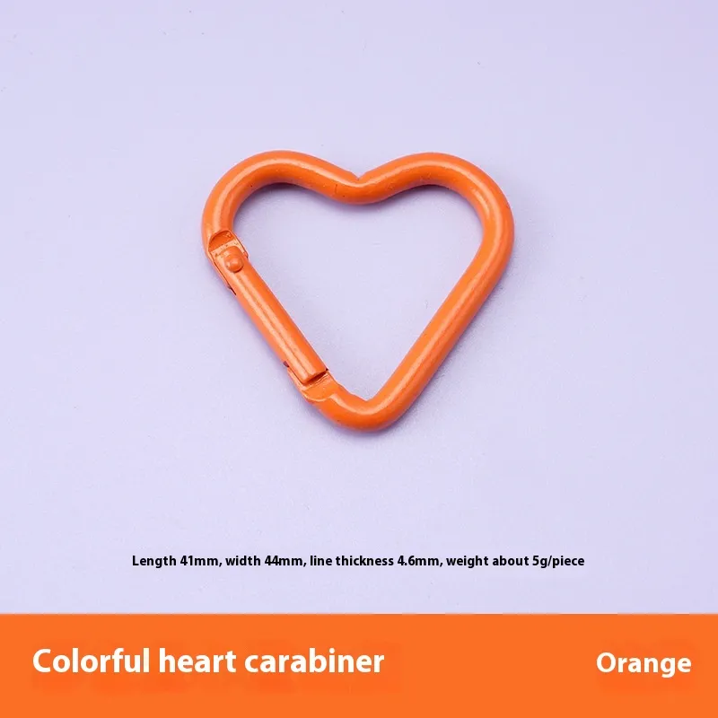 Love Heart Climbing Button Carabiner Heart-shaped Aluminum Alloy DIY Water Bottle Buckle Keychain Accessories - 8 Orange