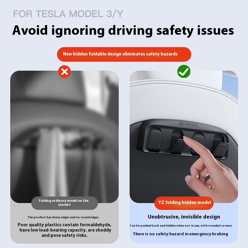 Suitable For Huanxin ModelY3 Rear Seat Car Folding Hook Storage Accessories - Image 5