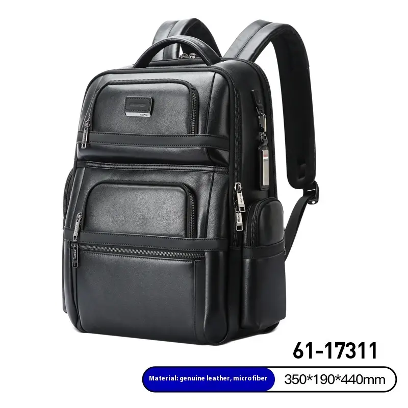Genuine Leather Men's Commuter Backpack First Layer Cowhide
