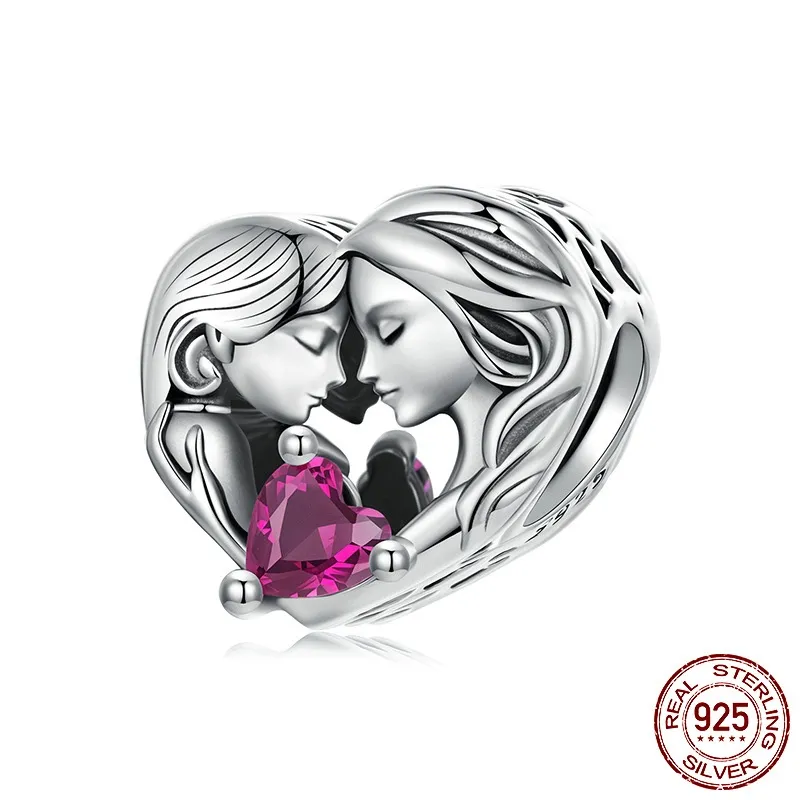 Mother And Daughter Family S925 Sterling Silver Accessories Beaded Pendant - Scc3063