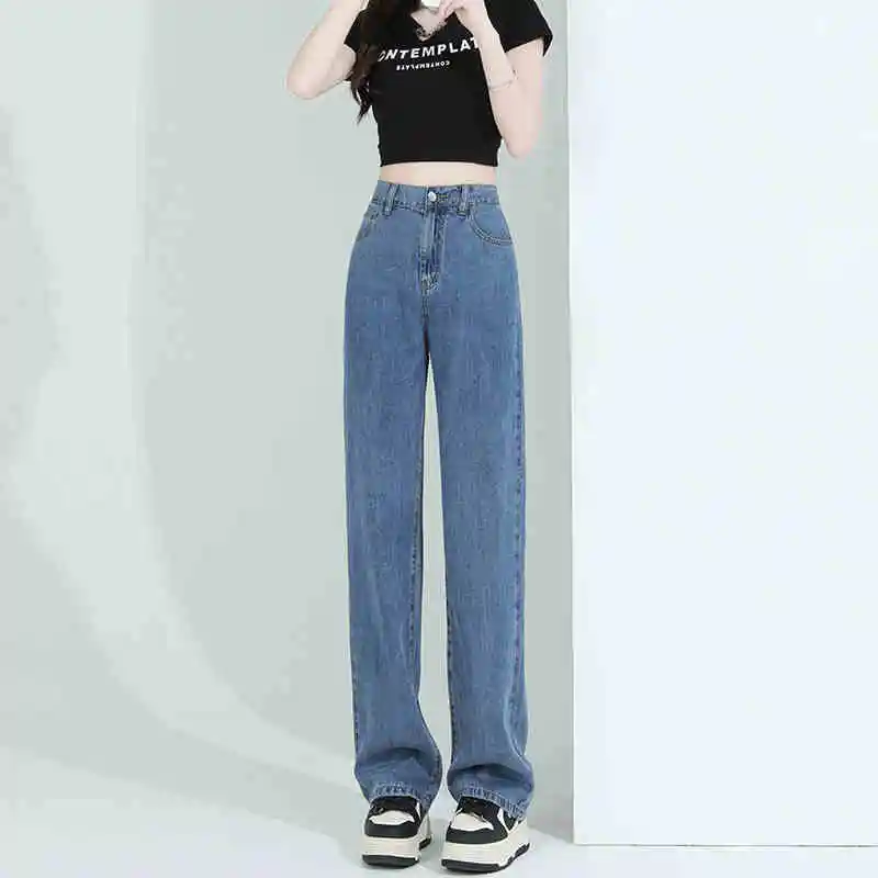Elastic Waist Lyocell Jeans Women - Retro Blue Nine Points