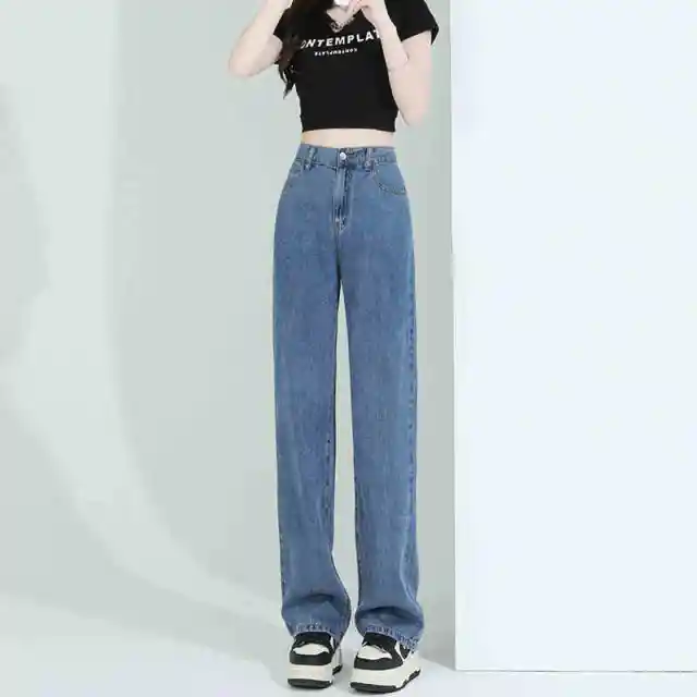 Elastic Waist Lyocell Jeans Women Retro Blue Nine Points - Shop at LoveMi