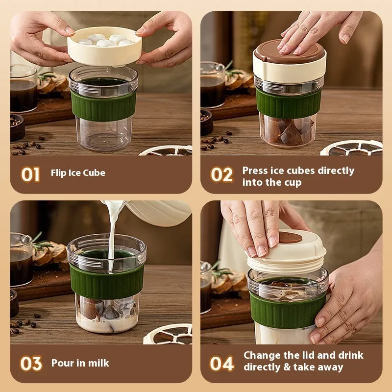 500ML Iced Brew Coffee Cup With Ice Cube Tray Leak Proof Versatile Iced Coffee Bottle For Home Office Travel Camping Tools – image 5