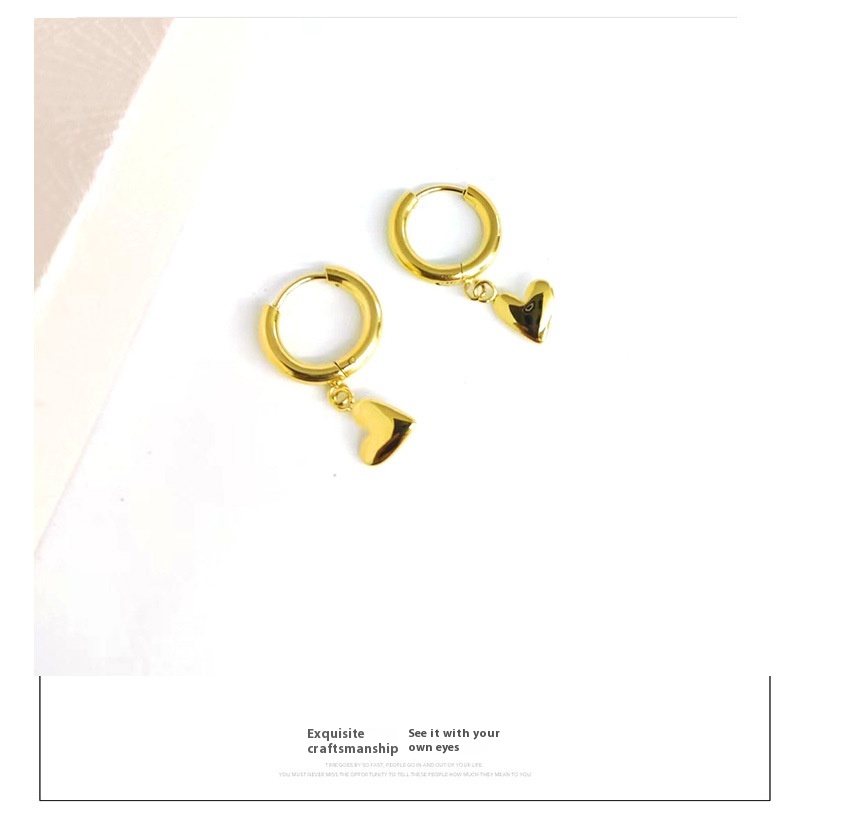 Peach Heart Stainless Steel 18K Gold Earrings